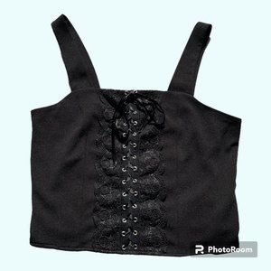 Black Front Lace Crop Top